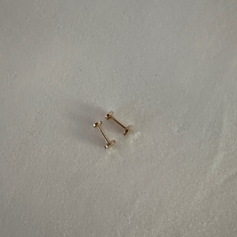 14k Solid Gold Pushback Back Earrings - image 2